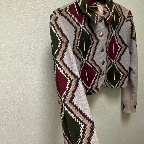 Southwestern Rodeo Style Denim Crop Jacket - Picture 3 of 6